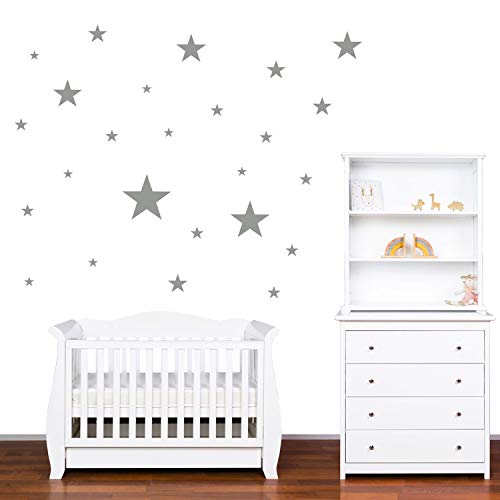 PREMYO 25 Estrellas Pegatinas Pared Infantil - Vinilos Decorativos Habitación Bebé Niños - Fácil de Poner Gris