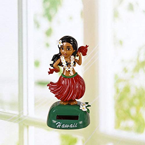 PRETYZOOM Tablero de Instrumentos Solar Powered Bobble Head Hula niña sacudiendo la Cabeza Bailando Juguete Figura muñeca para el salpicadero del Coche Decoraciones Ornamento