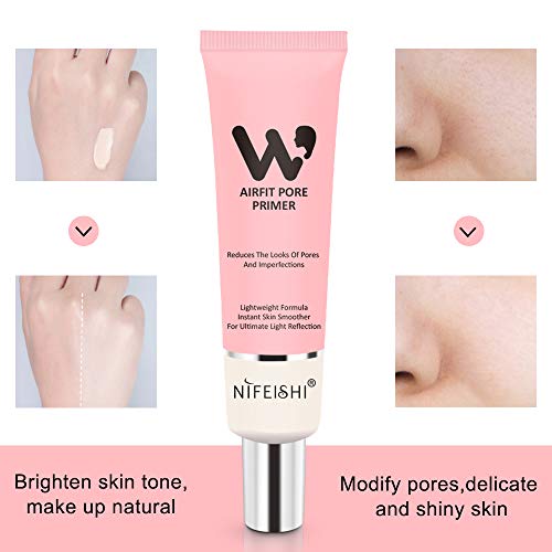 Primer de Poros Corrector Cubierta de Crema Maquillaje Fundación Facial Grandes Poros Cubierta Perfecta Piel Imprimación Instantánea Sin Poros Hidratante para Mujeres y Niñas (35g)