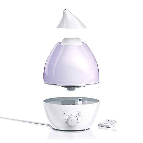 Pritech - Humidificador Ultrasónico de 1,5L y Difusor de Aroma, No Ruido Ultrasilencioso y Autoapagado en Forma Lágrima, 7-Color LED, Ideal para Dormitorio, Hogar, Oficina, Baño, Bebé