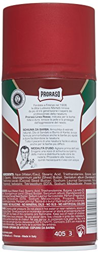 Proraso Espuma De Afeitar De Sándalo Y Manteca De Karité Para Barbas Duras - 300 Ml. 380 g