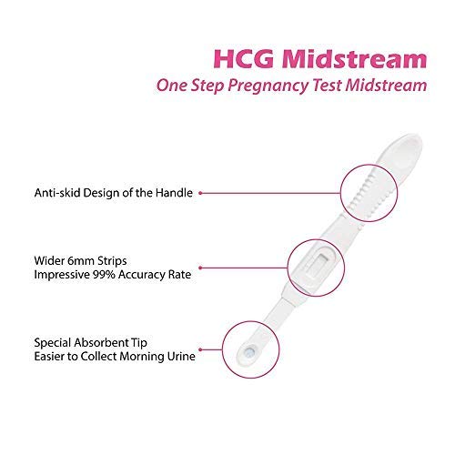 Prueba de embarazo Prueba de orina de HCG para detección temprana fácil y rápida: prueba de embarazo confiable Juego de 5 prueba temprana: resultado en 5 minutos Detección temprana de embarazos