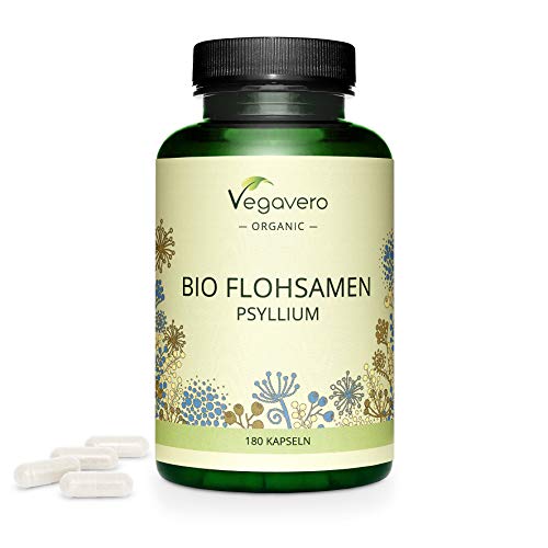 Psyllium Orgánico Vegavero® | 3000 mg | Testado en Laboratorio | Saciante Apetito + Limpieza Intestinal + Laxante Natural | 180 Cápsulas | Sin Aditivos | Plantago Ovata | Psyllium Husk