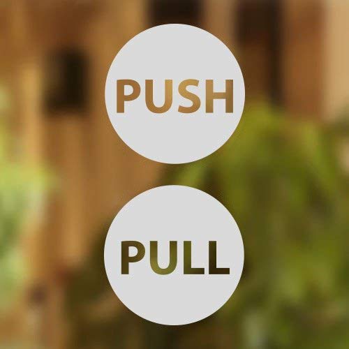 Pull Push Stickers - Tire de las etiquetas adhesivas para puertas de escaparate, salón, bar, cafetería, restaurante, oficina - Letrero de vinilo circulo - StickerDeen