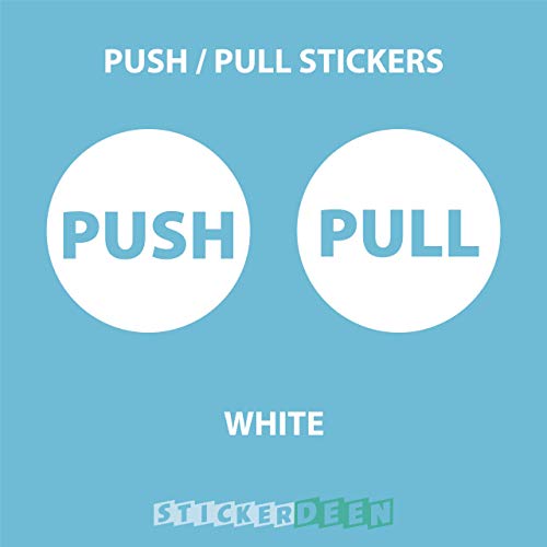 Pull Push Stickers - Tire de las etiquetas adhesivas para puertas de escaparate, salón, bar, cafetería, restaurante, oficina - Letrero de vinilo circulo - StickerDeen