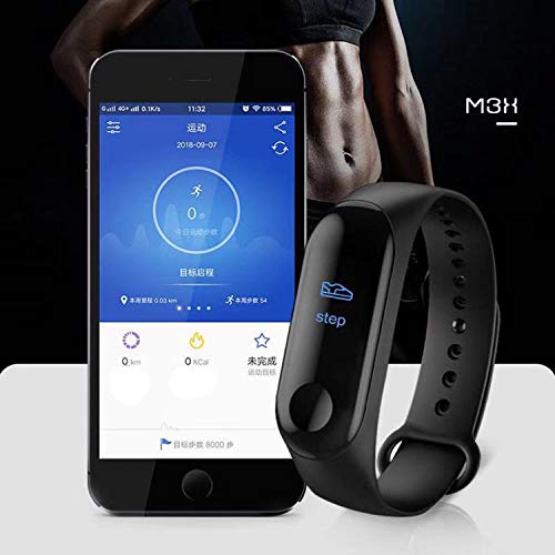 Pulsera Actividad Monitores de Sueño Impermeable Reloj Inteligente Pantalla Pulsómetro Fitness Tracker Smartwatch con Cronómetros para ios Android Negro