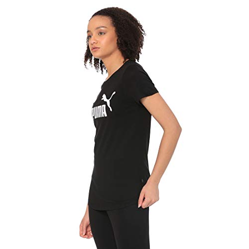 PUMA ESS Logo tee T-Shirt, Mujer, Cotton Black, XS