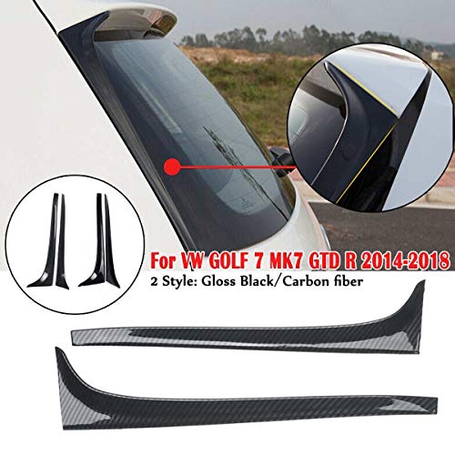 PUNGDUNK Ventana De Fibra De Carbono Trasera Lateral del Alerón del ala For VW Golf 7 MK7 GTD R 2014-2018 Car-Styling Accesorios For Automóviles Revelación (Color : Gloss Black)