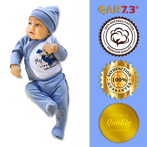 QAR7.3 Ropa Bebe Recien Nacido - 5 Piezas para Niños 0-3 Meses, Talla 56 - Azul