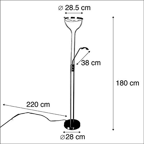 QAZQA Uplighter moderno acero brazo lectura LED regulador - DIVO Acero Redonda/Alargada Incluye LED Max. 1 x 19 Watt