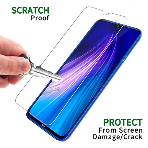 QHOHQ Protector de Pantalla para Xiaomi Redmi Note 8,[3 Unidades], Cristal Templado con [9H Dureza] [Sin Burbujas] [Anti-Huella] [Anti-Arañazos]