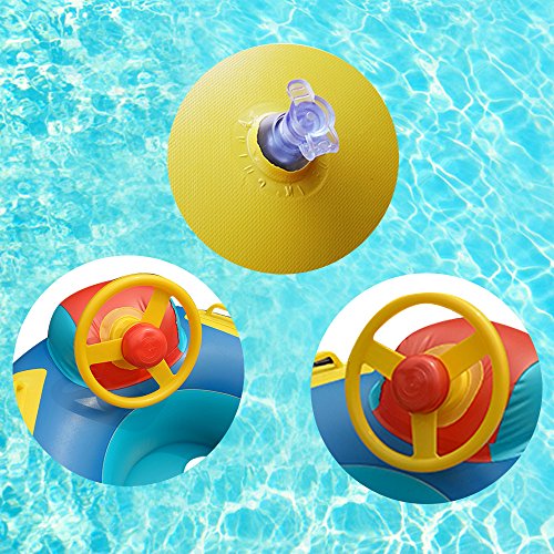 QHYK Inflable Niños Natación Círculo, Car Model natación Circle, Float Boat Anillo Raft Silla Piscina Juguete, Espesar PVC Manija de la Seguridad