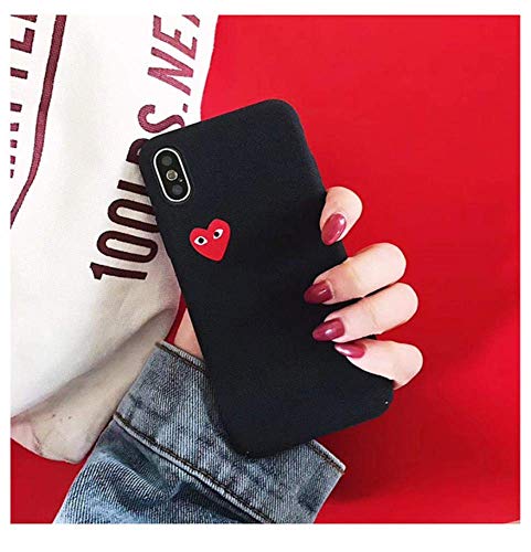 Qinddoo Luxury Brand CDG Play Comme Des Garcons Love Heart Matte Case Phone Cover For iPhone 6 s 7 8 Plus X XR XS MAX 10 Hard Case-Black,For iPhone X