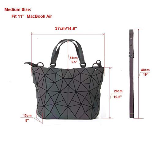 Qingmei Bolsos geométricos luminosos de mujer Cuero de PU Shard Lattice Bolso holográfico ecológico para mujer bolso (3136M)