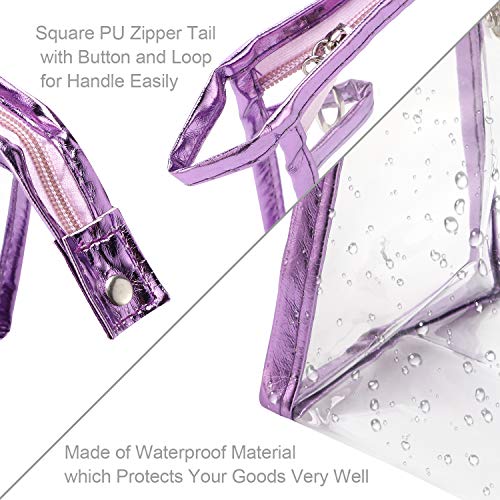 Qkurt 5 paquetes de neceser transparente impermeable con cremallera, bolsa de maquillaje portátil de PVC transparente para vacaciones, viajes, baño | Bolsas transparentes a la moda