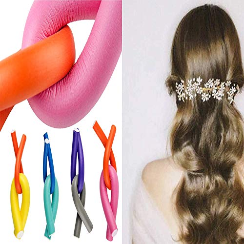 Queta Rodillos Para el Cabello, Conjunto de Rodillos de Pelo Rizador de Espuma Rulos Flexibles de Pelo Twist-Flex Rods sin Calor Herramientas para Estilismo DIY Peluquería