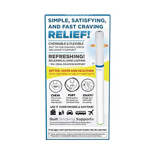 QuitGo soporte de fijación oral, clínicamente estudiado, inhalador de oxígeno para detener el fumar, incluye guía paso a paso (idioma español no garantizado), Pack De 2, Inhalador de oxígeno.