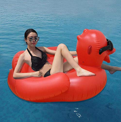 QWE Pato Rojo Flotante Inflable Fila Divertido Creativo Natación Anillo Silla Flotante for niños Adultos portátiles Flotador de la Playa del Verano Mat Piscina Juguete DOISLL (Color : -)