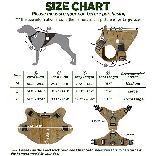 rabbitgoo Arnes Antitirones Perro Táctico de Arnés Perros Grande para Perros de Trabajo Militar con 2 Anillos de Metal Entrenamiento Ajustable sin Tirones para Caminar Cazar Marrón L