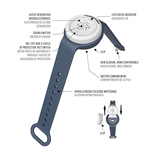 RADARCAN® R-100 AntiMosquitos Personal Plus Premium. Pila 1 x CR2032 incluida. (Azul Marino)