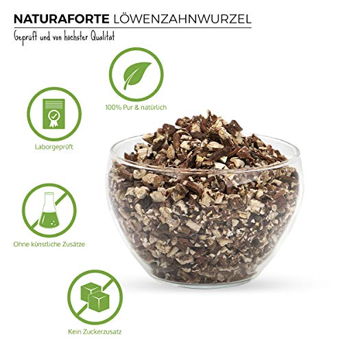 Raíz de diente de león NaturaForte 500g - Té de diente de león, suelto, calidad medicinal, té de hierbas tradicional, 100% natural y sin aditivos, secado y probado en laboratorio