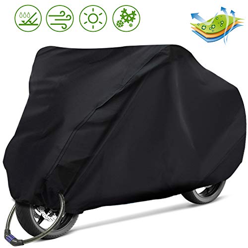 RATEL Funda para Moto Cubierta de la Motocicleta, Funda de Moto de Tela Oxford 210D, Impermeable y Resistente al Viento Antipolvo y antirrobo con una Bolsa de Almacenamiento (240cm*125cm*105cm)