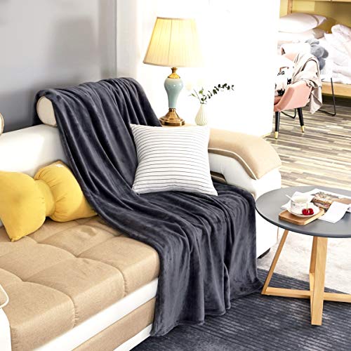 RATEL Manta para Sofás De Felpa Suave Gris 150 × 200 cm, 300GSM Mantas para Cubierta de la Cama, Hecha De100% Microfibre Extra Suave - Fácil De Cuidar- Ligera, Cálida, Cómoda Y Duradera