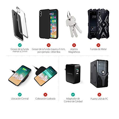 RAVPOWER Cargador Inalámbrico de 7.5W de Carga Rápida Base de Carga Inalámbrica de 10W Compatible con Galaxy S8/ S8 +/S7/ S7 Edge y Todos los Dispositivos Habilitados