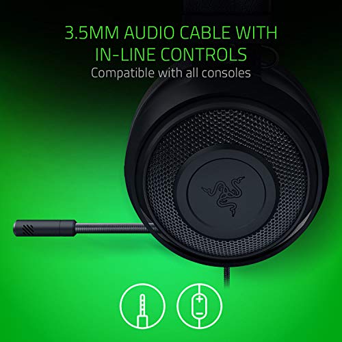 Razer Kraken Auriculares Gaming con cable para juegos multiplataforma para PC, PS4, Xbox One & Switch, Diafragma 50 mm, Cable de 3.5mm con controles de línea, Quartz / Rosa