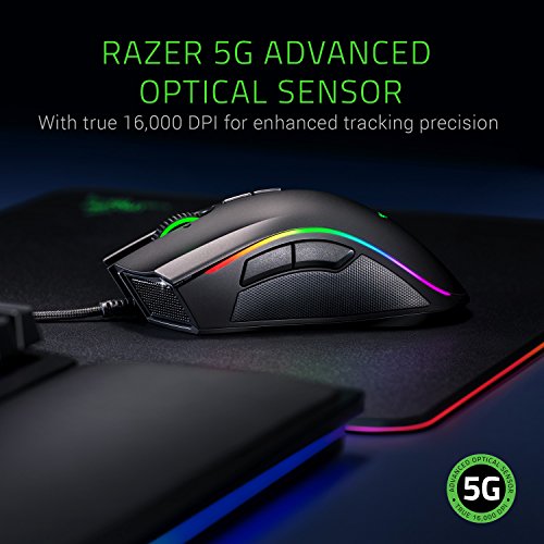 Razer Mamba Elite Ratón para Juegos, con 9 Botones Mecánicos Programables, Sensor Óptico con Iluminación Real de 16.000 DPI y Croma RGB, Negro