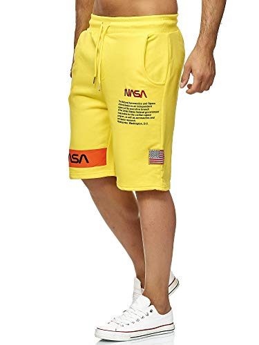 Red Bridge NASA- Pantalones Cortos para Hombre, Bermudas Cortas diseño con Logotipo de la Bandera de EE. UU. Blanco