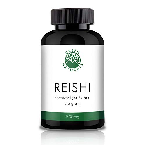 Reishi (100 cápsulas de 500mg) - Extracto 20:1 = 10.000 mg - 30% de polisacáridos - Producción alemana - 100% Vegano y sin aditivos