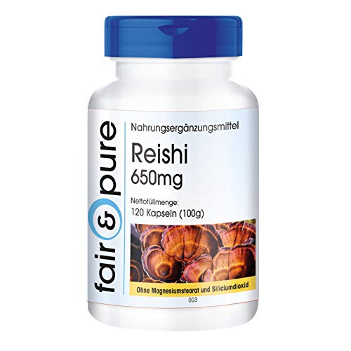 Reishi puro en Cápsulas - Hongo Reishi 650mg - Polvo encapsulado - Ganoderma lucidum vegano - Alta pureza - 120 Cápsulas