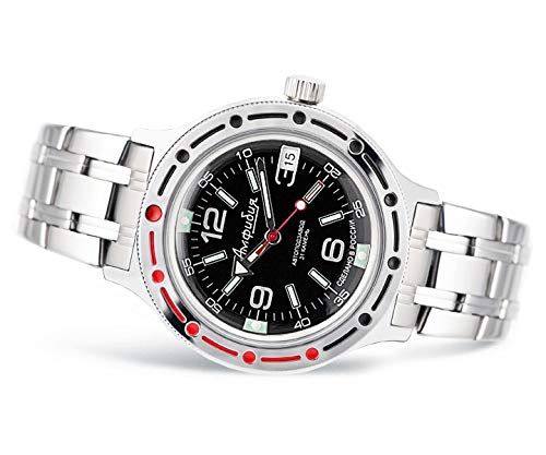 Reloj automático Vostok Amphibian 420640/2416B, para submarinistas (inmersión a 200 m), diseño militar ruso, color negro