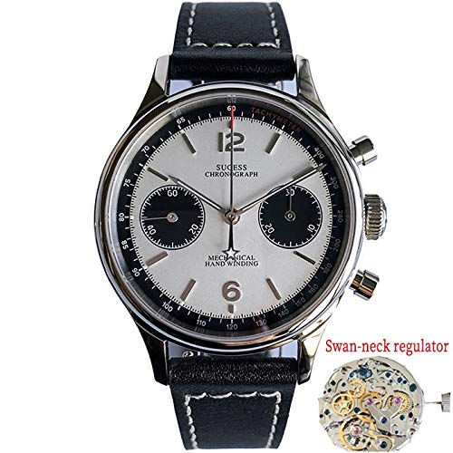 Reloj Cronógrafo Mecánico ST1901 Original Zafiro Movimiento 5 ATM Impermeable Cuello De Cisne De Cuello De Cisne Regulador De Los Hombres del Reloj Hyococ (Color : B)