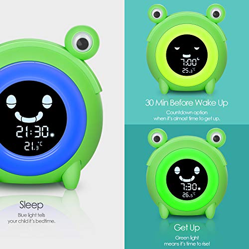 Reloj despertador para niños Dormir y levantarse para niños Reloj para entrenador Sueño y sonidos Máquina Luz de noche junto a la cama