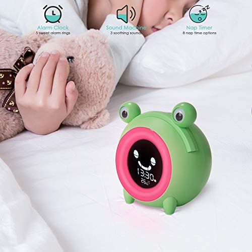 Reloj despertador para niños Dormir y levantarse para niños Reloj para entrenador Sueño y sonidos Máquina Luz de noche junto a la cama