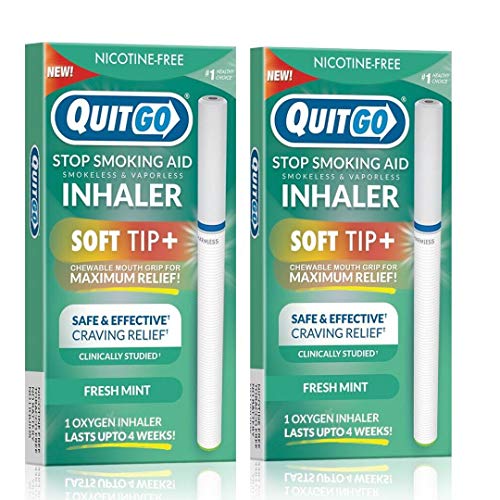 Remedio para dejar de fumar, inhalador de oxígeno sin humo, agarre de boca masticable para ayudar a frenar los antojos, sin nicotina, Best Value - 2 Pack, Menta fresca