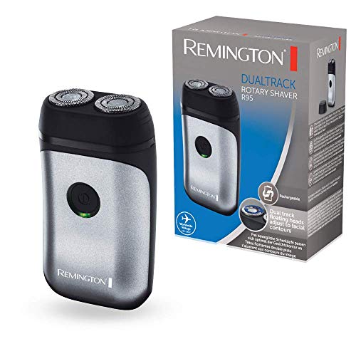 Remington Dualtrack R95 – Afeitadora Rotativa de Viaje, 2 Cabezales, Cuchillas Inox, Gris y Negro, Recargable, Ligera