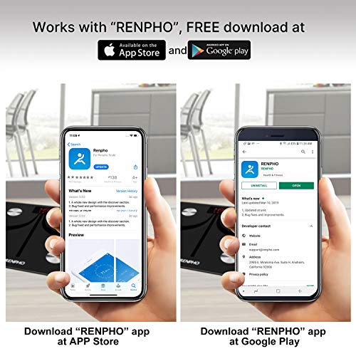 RENPHO Báscula de Grasa Corporal Inteligente Bluetooth Recargable por USB Báscula para Baño Digital con Aplicación Inalámbrica Monitor de Composición Corporal para Peso Corporal