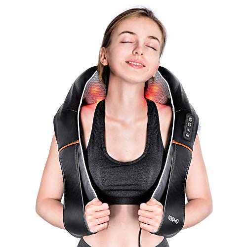 RENPHO Shiatsu Masajeador de Cuello y Hombros con Calor, Vibración Eléctrica Almohada de Masaje de Shiatsu de Tejido Profundo 3D Masaje de Amasado para Aliviar el Dolor en Cintura, Pierna, Pantorrilla