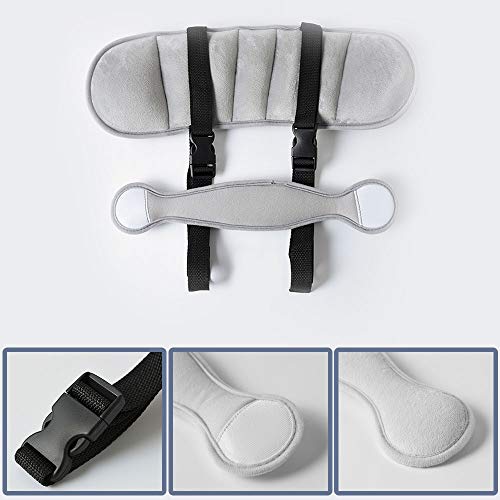 Reposacabezas Coche Niño, ZoneYan Soporte para la Cabeza del Asiento de Coche para Bebé, Sujeta Cabezas Coche para Niños, Asiento Ajustable para Niños Asiento para la Cabeza, Alivio del Cuello, Gris