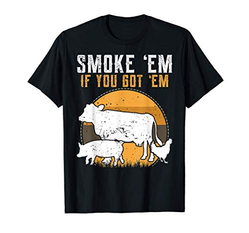 Retro BBQ Smoke 'Em If You Got Em Gift Grilling diseño de re Camiseta