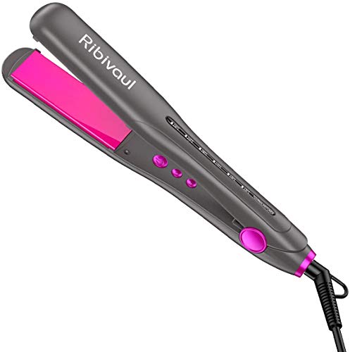 Ribivaul Plancha de Pelo Profesional de Cerámica 2 en 1 con Temperatura Ajustable para Todo Tipo de Cabello