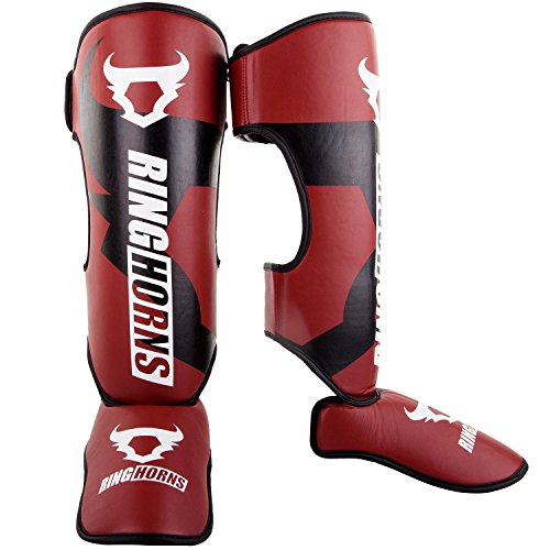 Ringhorns Charger Espinilleras de Boxeo, Unisex Adulto, Rojo, M