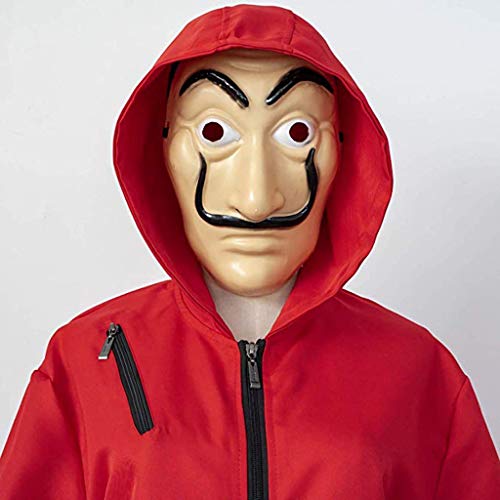 Riou Kit de La Casa De Papel, Disfraz de Ladrón, Salvador Dalí Traje de Cosplay para Carnaval Navidad Halloween Ropa y Máscara para Adultos y Niños