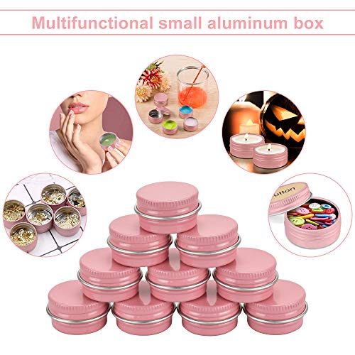 RMENOOR 24 PCS Latas de Aluminio con Fuerza de Sellado Tarros de Aluminio con 1 Pegatina 4 Cucharas Recipiente de Cosmética Tarros Vacíos para Dulces Cosmetica Maquillaje Almacenamiento (Rosa)