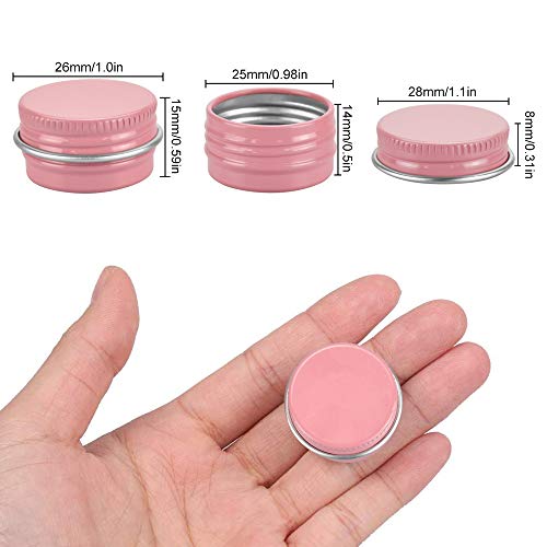 RMENOOR 24 PCS Latas de Aluminio con Fuerza de Sellado Tarros de Aluminio con 1 Pegatina 4 Cucharas Recipiente de Cosmética Tarros Vacíos para Dulces Cosmetica Maquillaje Almacenamiento (Rosa)