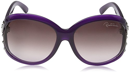 Roberto Cavalli - Gafas de sol Wayfarer RC598S para mujer, Transparent Violet & Ruthium Frame / Dark Violet radient