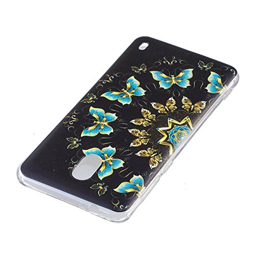 Robinsoni Funda Compatible con Nokia 2 Brillo Suave Silicona TPU Gel Goma Funda con Flexible Ultra Suave Transparente Caja Ultra Delgada Carcasa Bumper Protective Shell, Mariposas